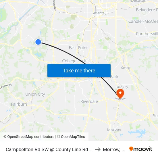 Campbellton Rd SW @ County Line Rd SW to Morrow, GA map
