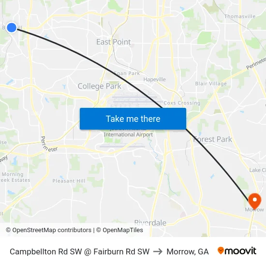 Campbellton Rd SW @ Fairburn Rd SW to Morrow, GA map
