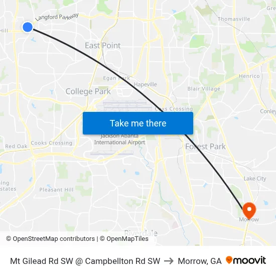 Mt Gilead Rd SW @ Campbellton Rd SW to Morrow, GA map