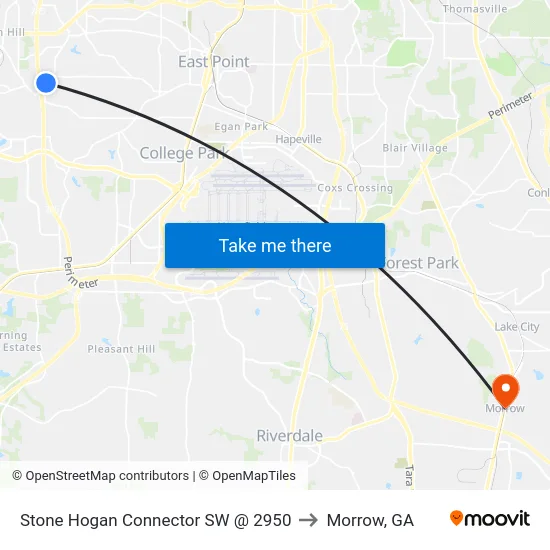 Stone Hogan Connector SW @ 2950 to Morrow, GA map