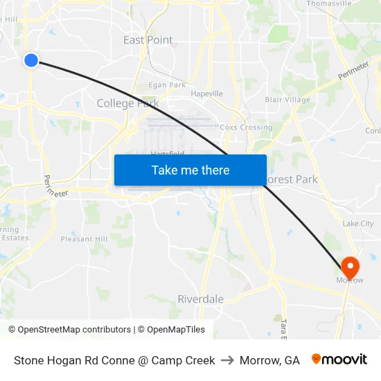 Stone Hogan Rd Conne @ Camp Creek to Morrow, GA map
