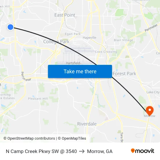 N Camp Creek Pkwy SW @ 3540 to Morrow, GA map