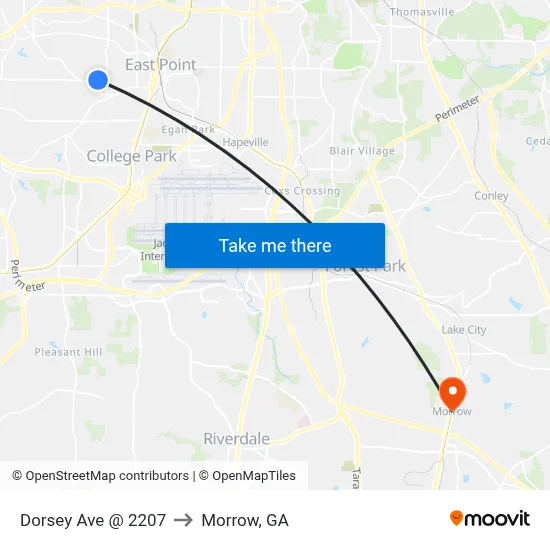 Dorsey Ave @ 2207 to Morrow, GA map