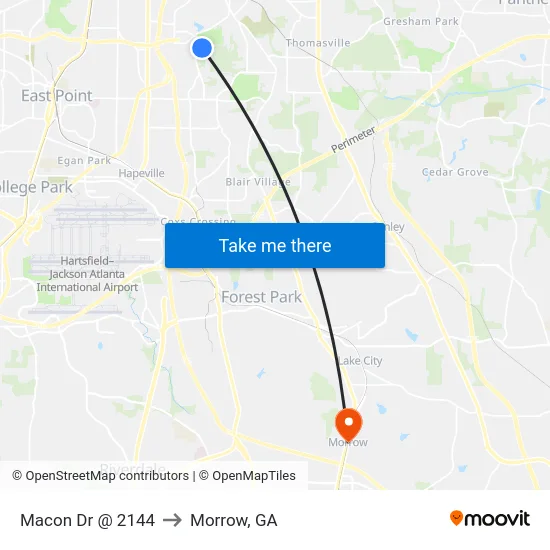 Macon Dr @ 2144 to Morrow, GA map