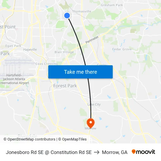 Jonesboro Rd SE @ Constitution Rd SE to Morrow, GA map