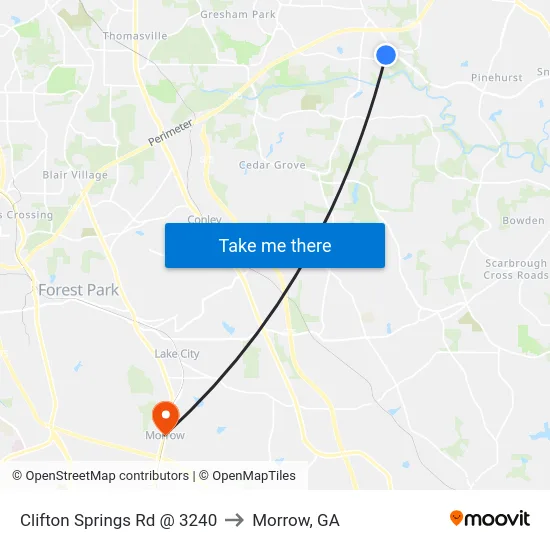 Clifton Springs Rd @ 3240 to Morrow, GA map