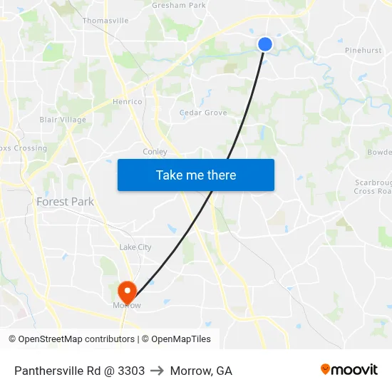 Panthersville Rd @ 3303 to Morrow, GA map