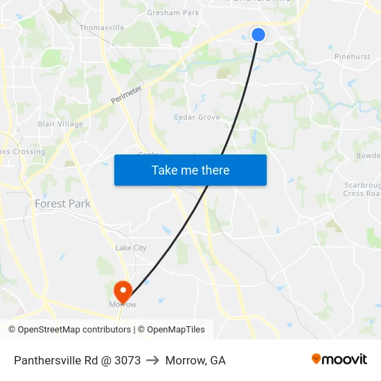 Panthersville Rd @ 3073 to Morrow, GA map