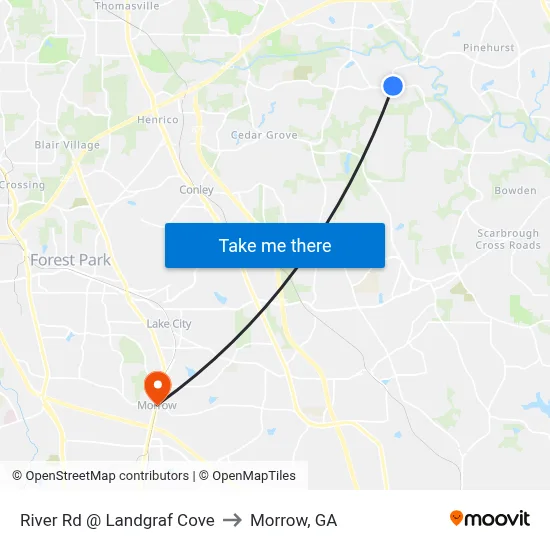 River Rd @ Landgraf Cove to Morrow, GA map