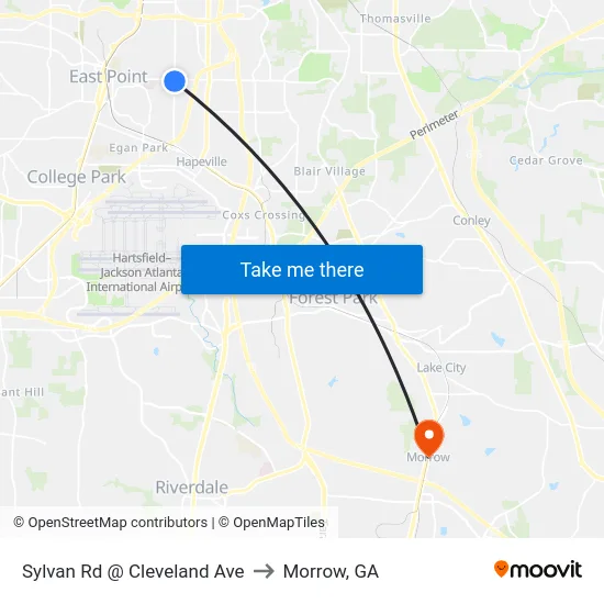 Sylvan Rd @ Cleveland Ave to Morrow, GA map