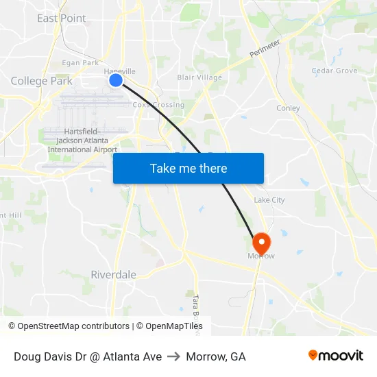 Doug Davis Dr @ Atlanta Ave to Morrow, GA map