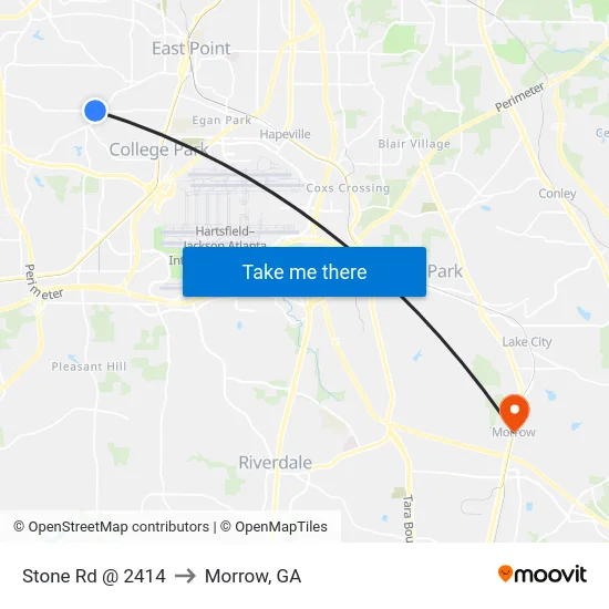 Stone Rd @ 2414 to Morrow, GA map