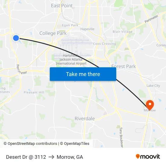 Desert Dr @ 3112 to Morrow, GA map