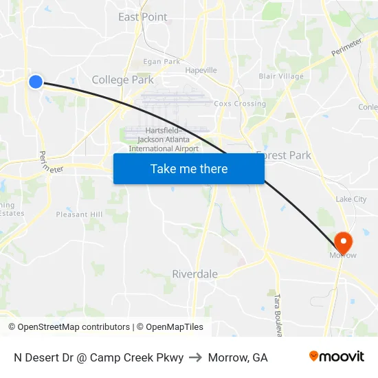 N Desert Dr @ Camp Creek Pkwy to Morrow, GA map