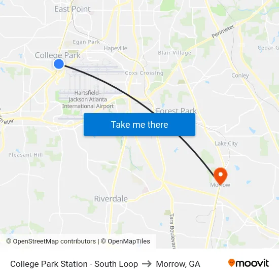 College Park Station - South Loop to Morrow, GA map