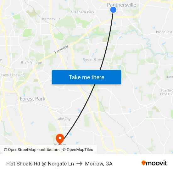 Flat Shoals Rd @ Norgate Ln to Morrow, GA map