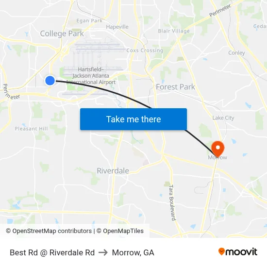 Best Rd @ Riverdale Rd to Morrow, GA map