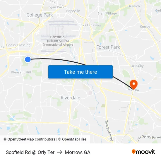 Scofield Rd @ Orly Ter to Morrow, GA map