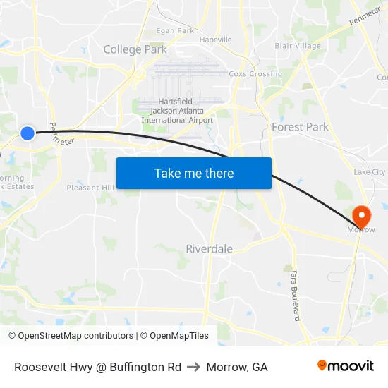 Roosevelt Hwy @ Buffington Rd to Morrow, GA map