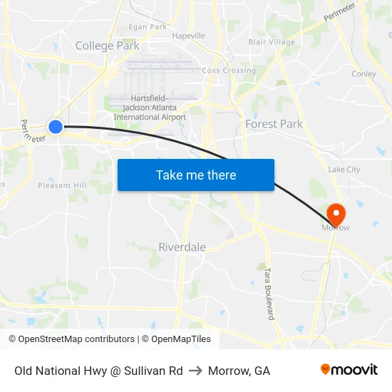 Old National Hwy @ Sullivan Rd to Morrow, GA map