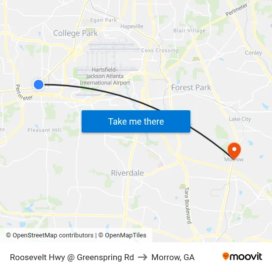 Roosevelt Hwy @ Greenspring Rd to Morrow, GA map