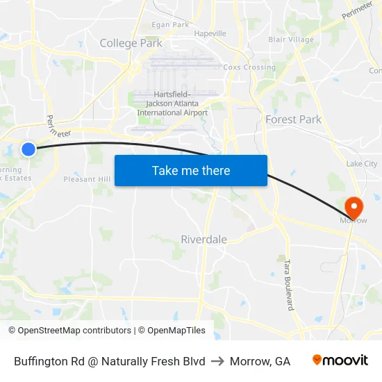 Buffington Rd @ Naturally Fresh Blvd to Morrow, GA map