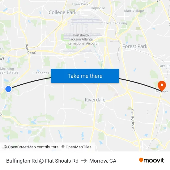 Buffington Rd @ Flat Shoals Rd to Morrow, GA map