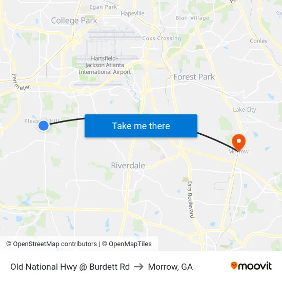 Old National Hwy @ Burdett Rd to Morrow, GA map