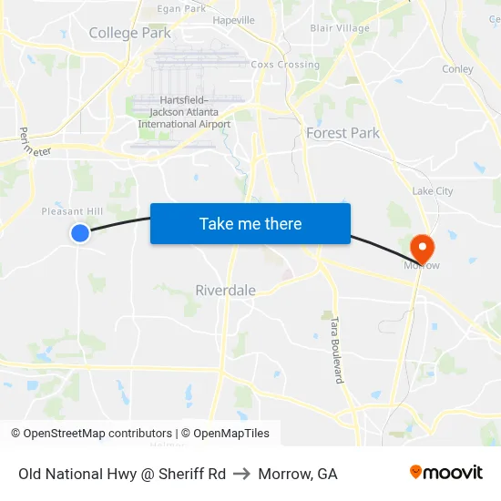 Old National Hwy @ Sheriff Rd to Morrow, GA map