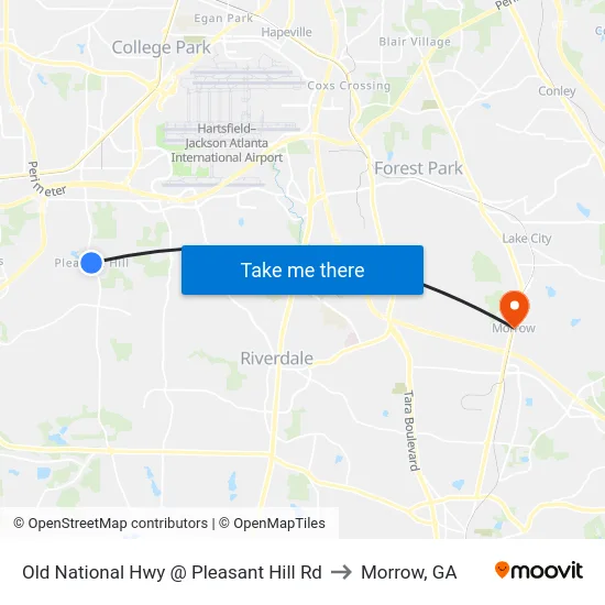 Old National Hwy @ Pleasant Hill Rd to Morrow, GA map