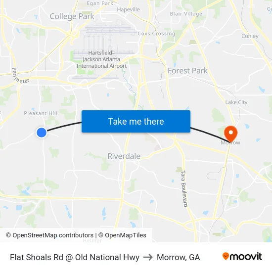 Flat Shoals Rd @ Old National Hwy to Morrow, GA map