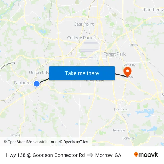 Hwy 138 @ Goodson Connector Rd to Morrow, GA map
