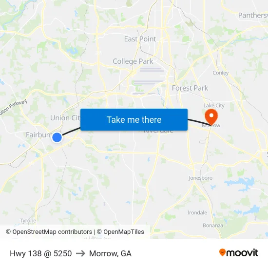 Hwy 138 @ 5250 to Morrow, GA map