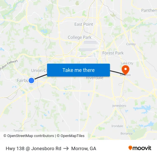 Hwy 138 @ Jonesboro Rd to Morrow, GA map
