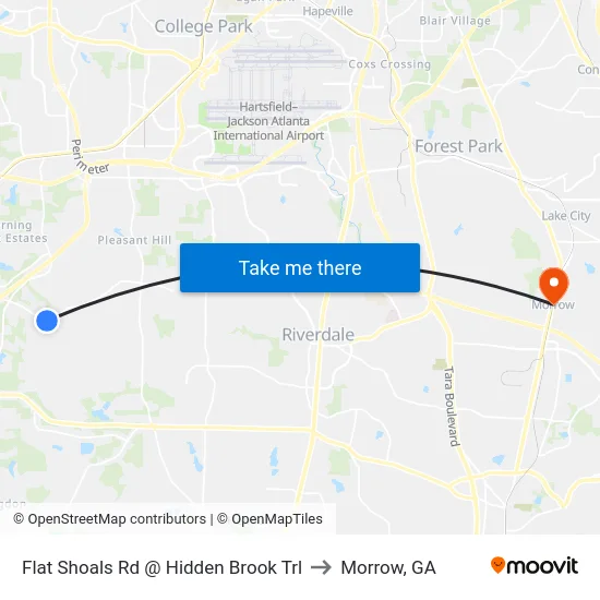 Flat Shoals Rd @ Hidden Brook Trl to Morrow, GA map