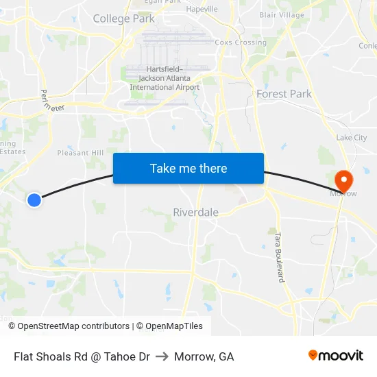 Flat Shoals Rd @ Tahoe Dr to Morrow, GA map