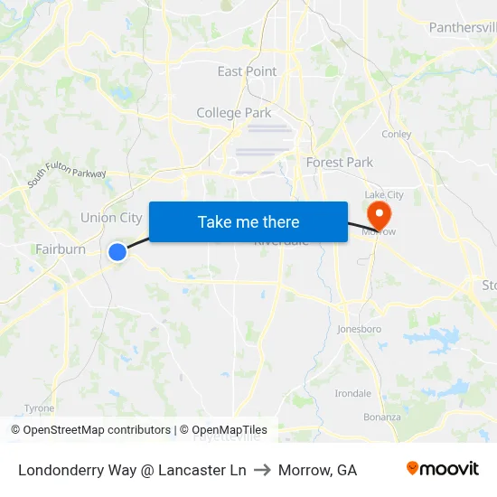 Londonderry Way @ Lancaster Ln to Morrow, GA map