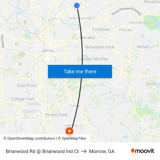 Briarwood Rd @ Briarwood Ind Ct to Morrow, GA map