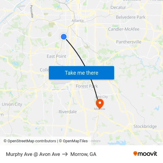 Murphy Ave @ Avon Ave to Morrow, GA map