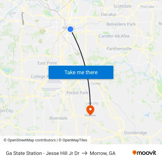 Ga State Station - Jesse Hill Jr Dr to Morrow, GA map
