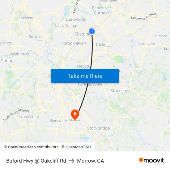 Buford Hwy @ Oakcliff Rd to Morrow, GA map