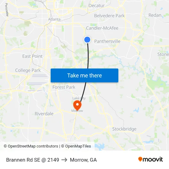 Brannen Rd SE @ 2149 to Morrow, GA map