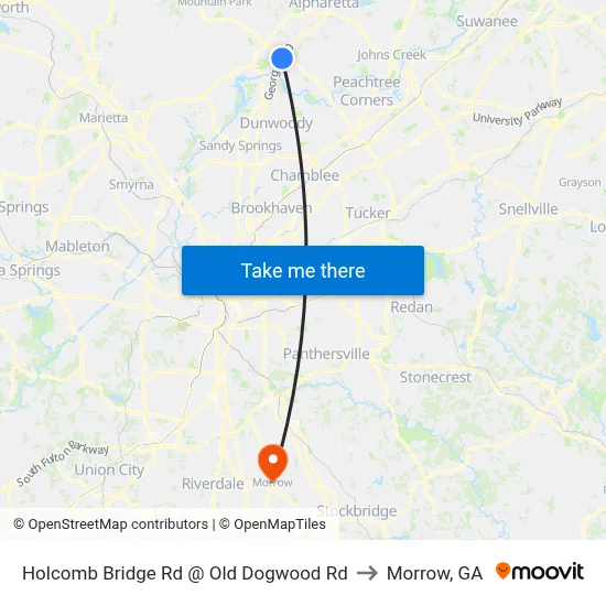 Holcomb Bridge Rd @ Old Dogwood Rd to Morrow, GA map