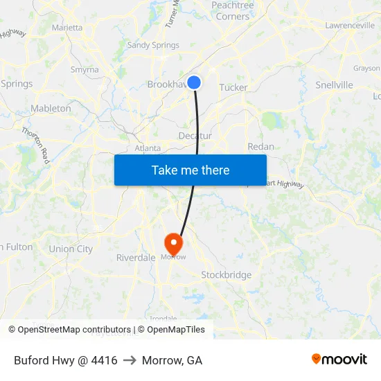 Buford Hwy @ 4416 to Morrow, GA map