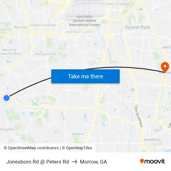 Jonesboro Rd @ Peters Rd to Morrow, GA map