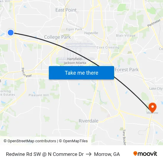 Redwine Rd SW @ N Commerce Dr to Morrow, GA map