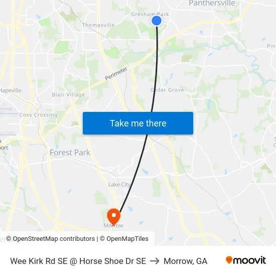 Wee Kirk Rd SE @ Horse Shoe Dr SE to Morrow, GA map