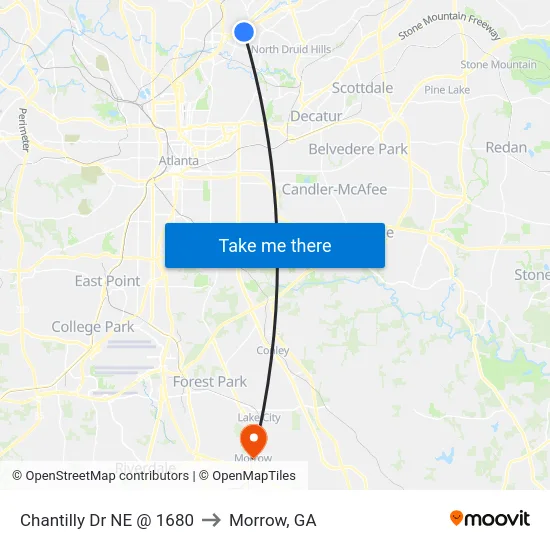Chantilly Dr NE @ 1680 to Morrow, GA map