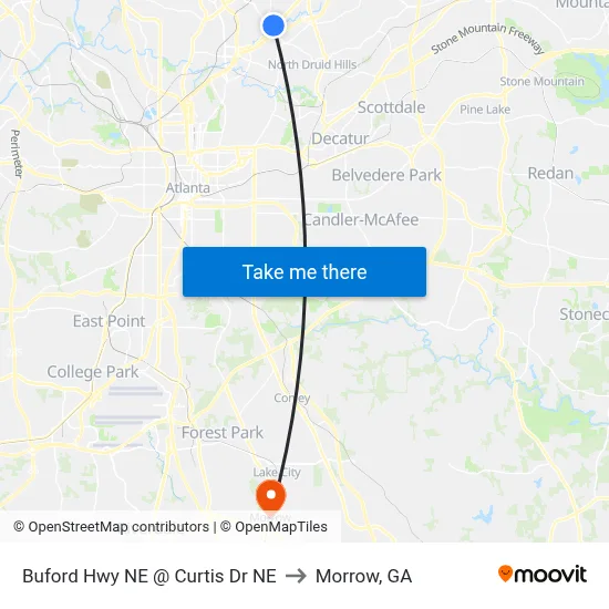 Buford Hwy NE @ Curtis Dr NE to Morrow, GA map