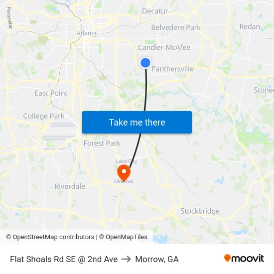 Flat Shoals Rd SE @ 2nd Ave to Morrow, GA map
